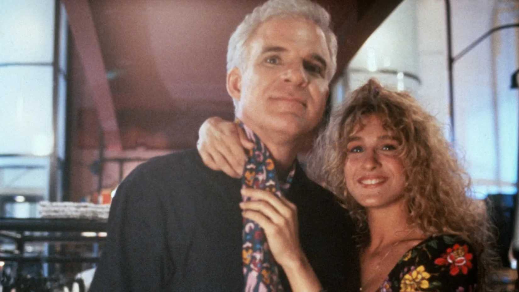 Sarah Jessica Parker straightens Steve Martin's tie in L.A. Story