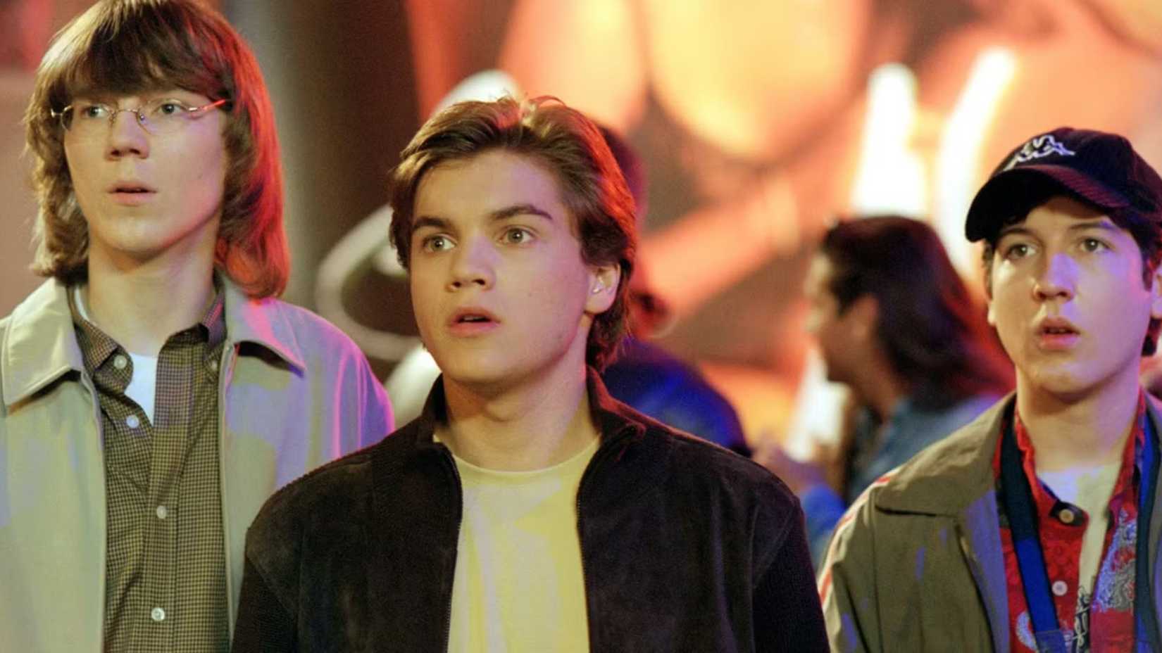 Matthew, Klitz and Derek look on in shock at The Girl Next Door