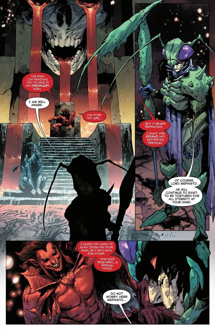 Mephisto orders Frenzah to capture Doctor Doom in Captain America #12