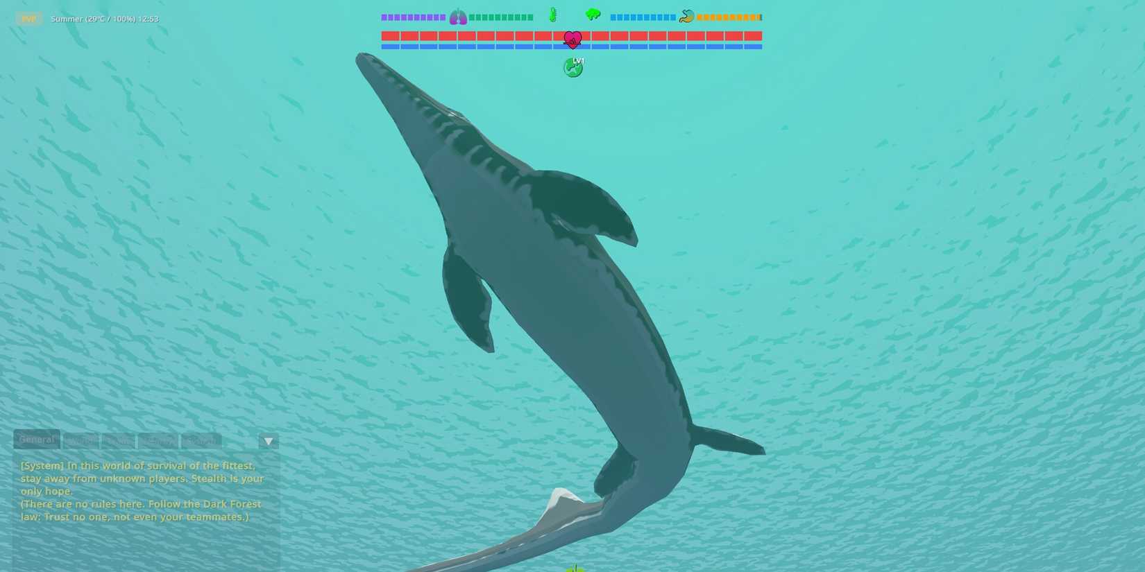 A mosasaurus swims in the ocean in Mesozoic Dawn.