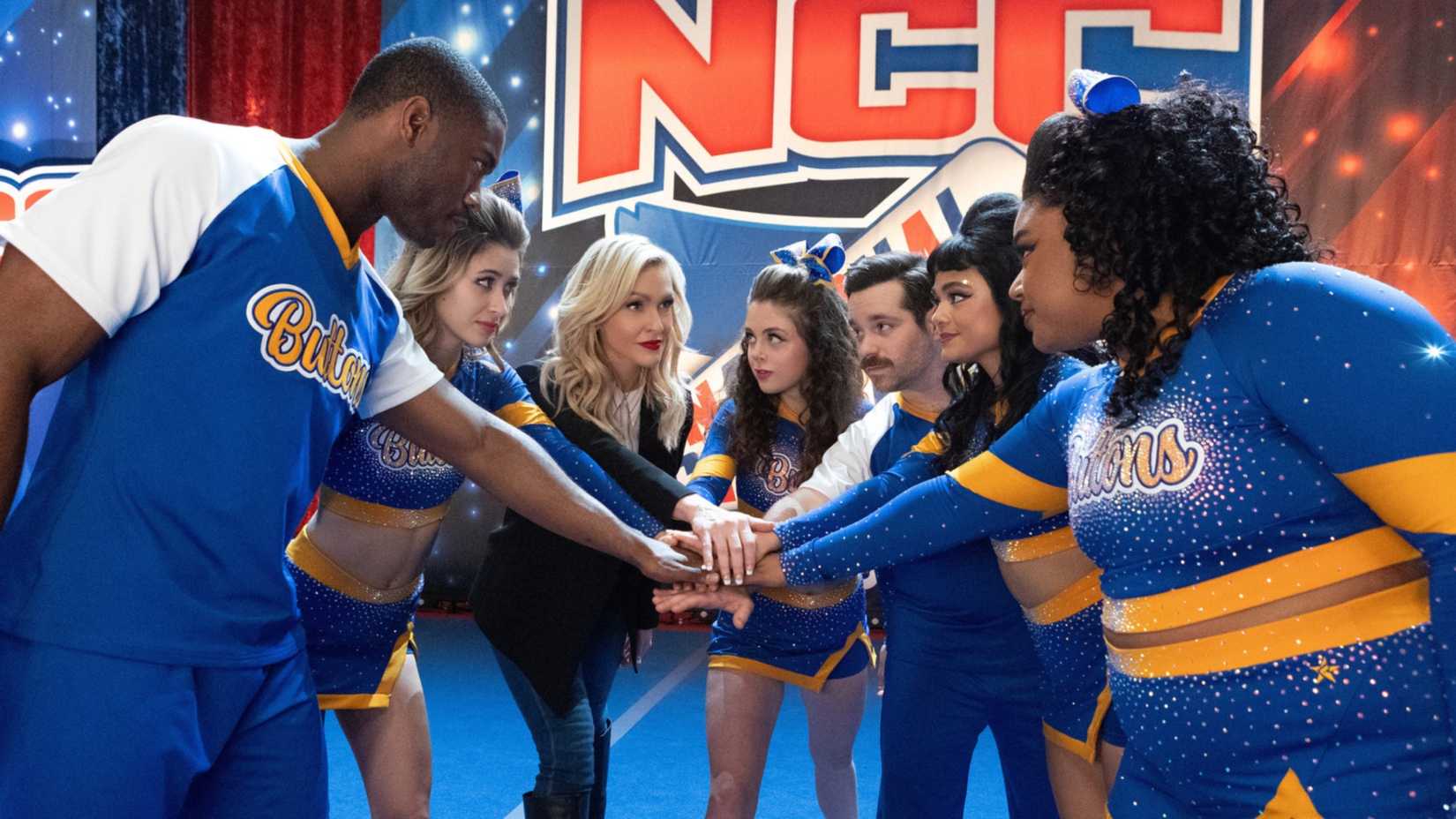 Courteney psyching up her squad in Stumble's season 1 finale