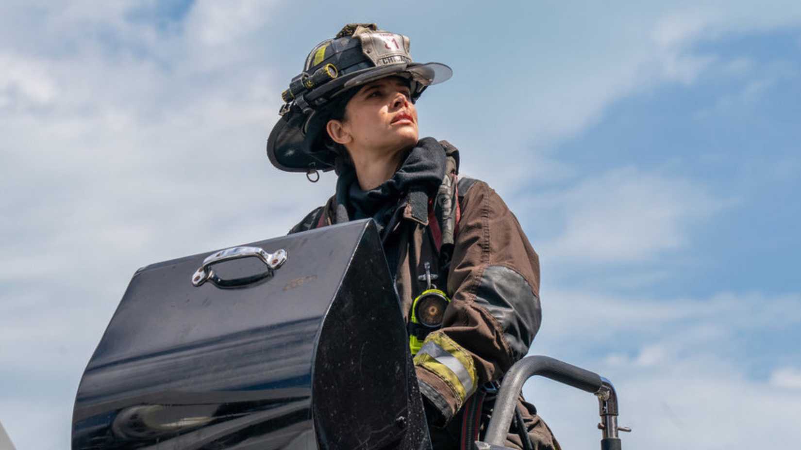 Stella Kidd evaluating an inferno in Chicago Fire's season 14 finale