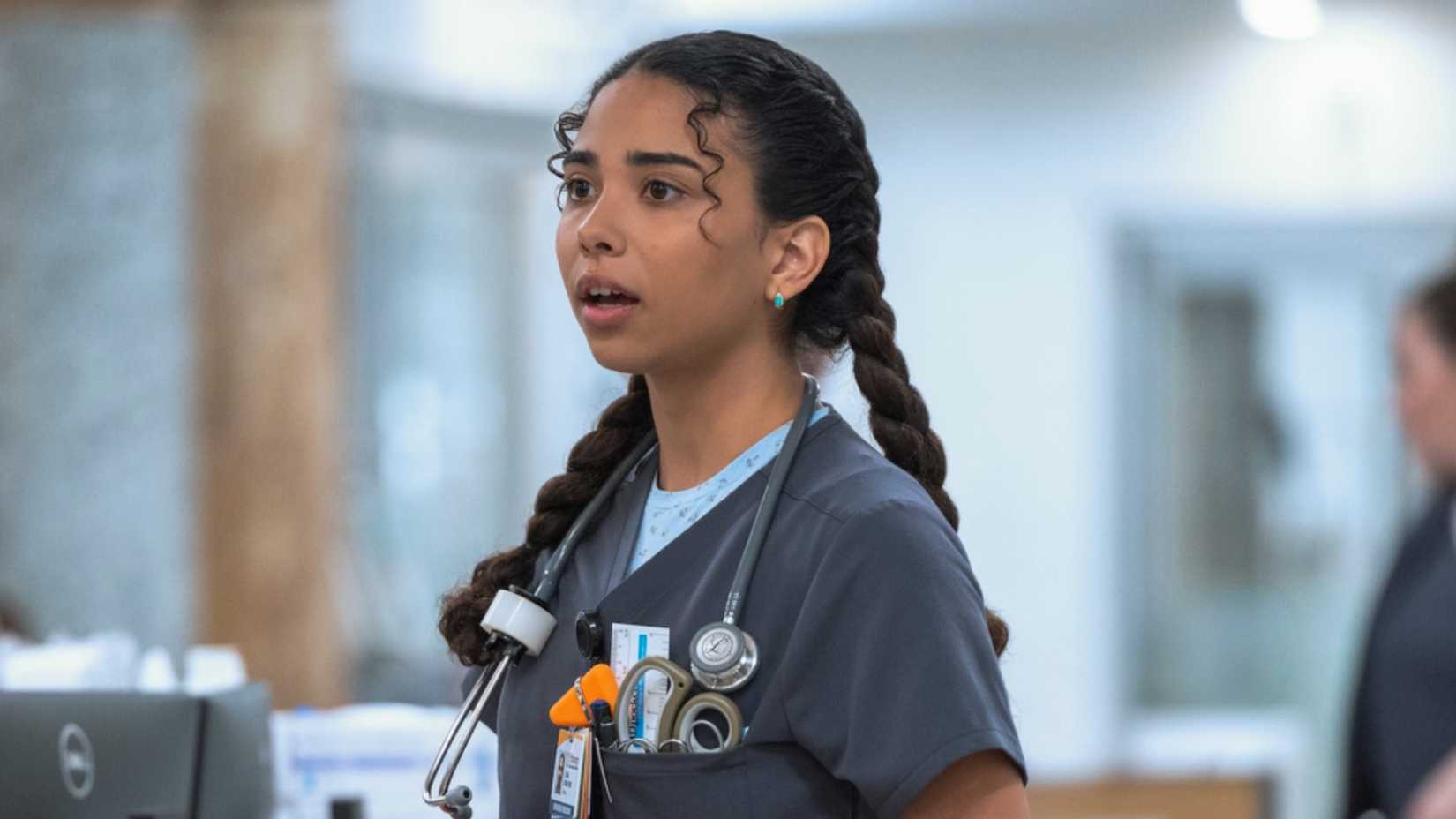 Emma working her first day in the ED in The Pitt season 2