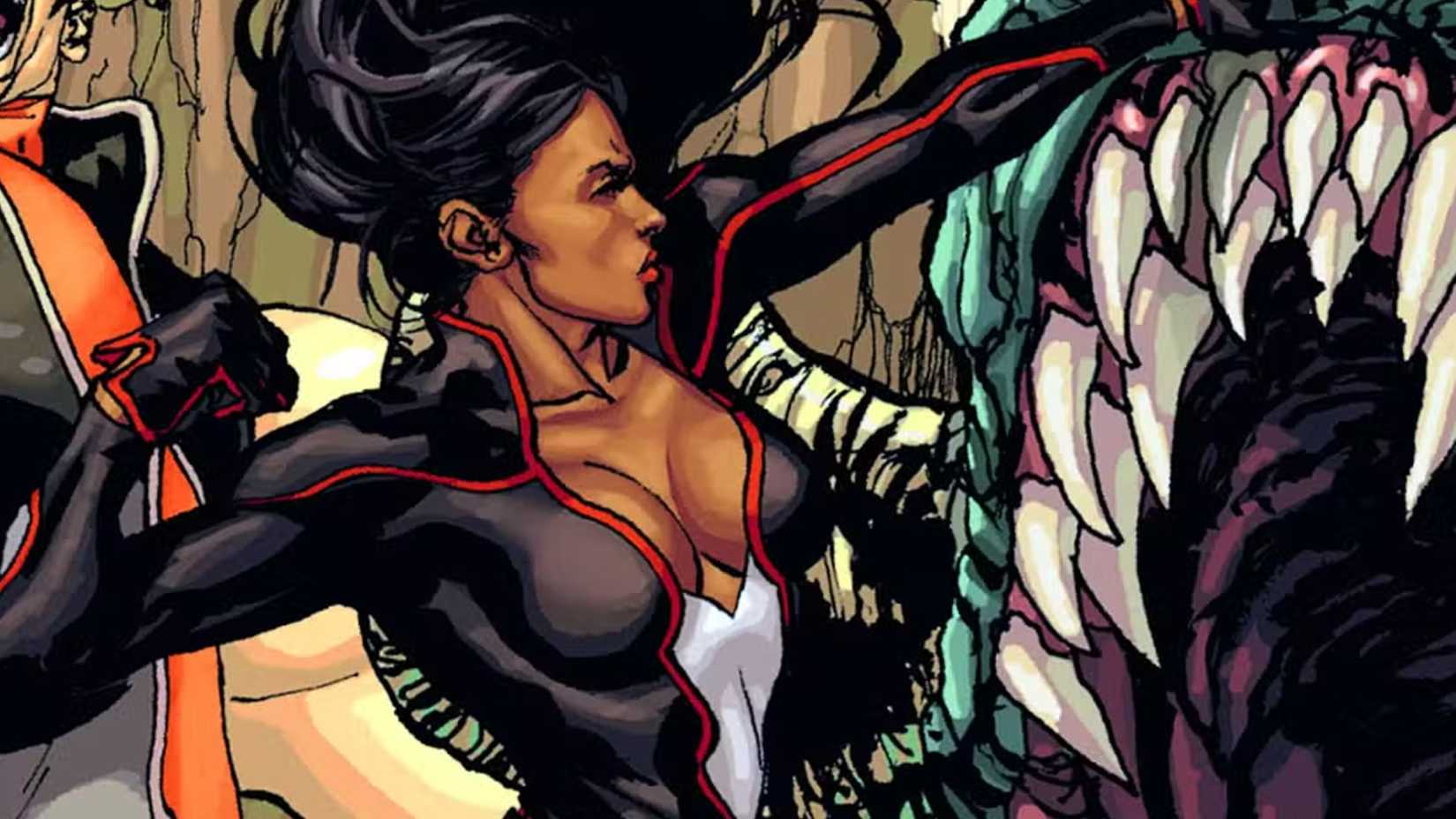 monet punching a monster in x-men comics