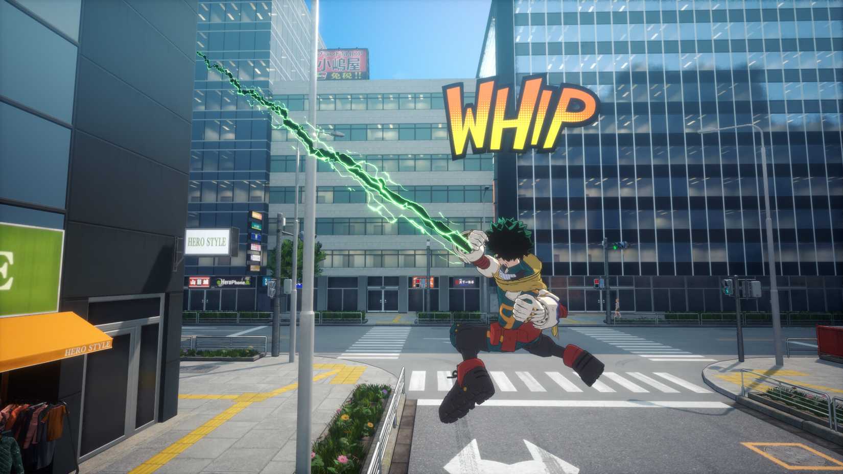 דקו מתנדנד בעיר ב-My Hero Academia All's Justice.