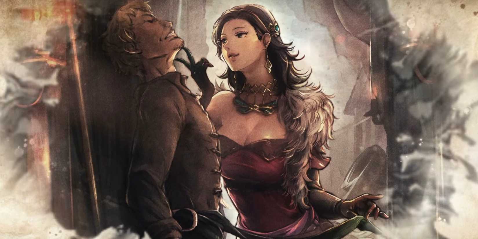 Chloe from Octopath Traveler Champions of the Continent threatens a man.