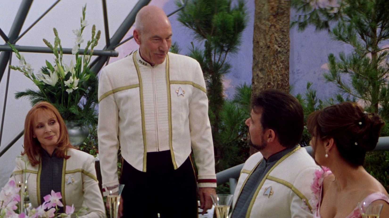 PIcard at Riker and Troi's wedding