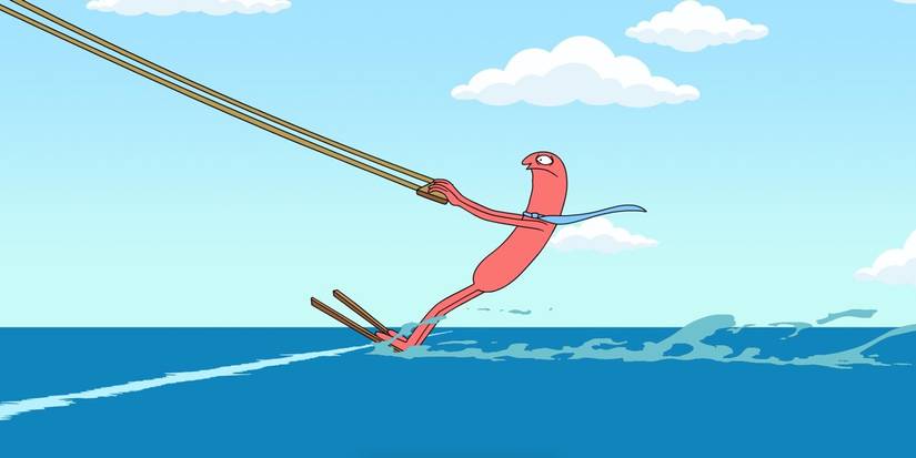Allan water skiing in Smiling Friends