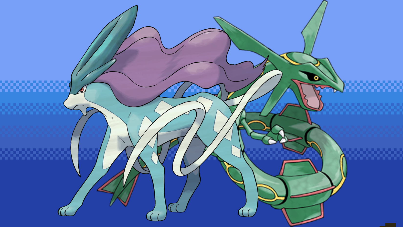 Pokémon Suicune and Rayquaza 