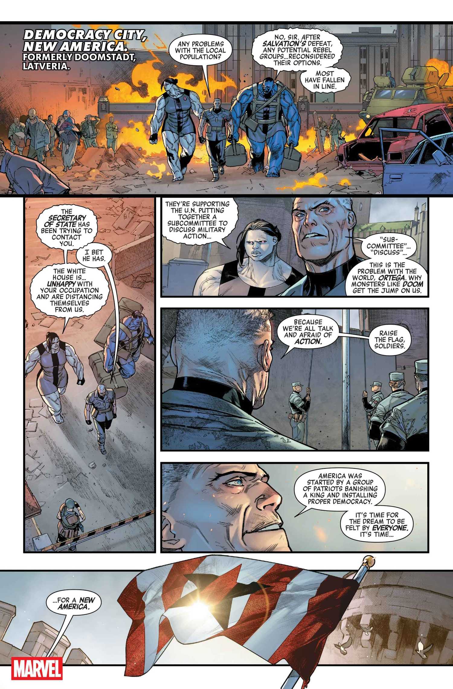 Red Hulk unveils his new American flag in Avengers Armaggeddon #1