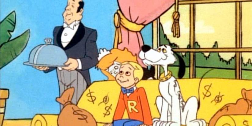 Rich, Dollar and butler in a mansion in Richie Rich