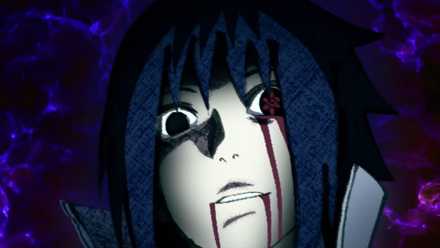 Sasuke using the Amateratsu in Naruto Shippuden