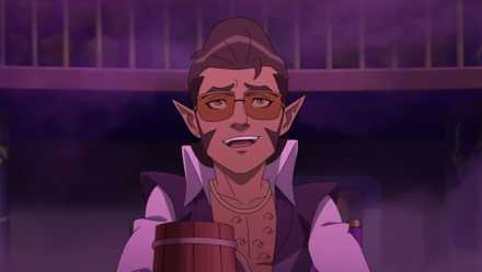 Scanlan holding a tankard in The Legend of Vox Machina season 4