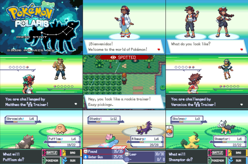 Pokemon Polaris ROM hack collection of screenshots