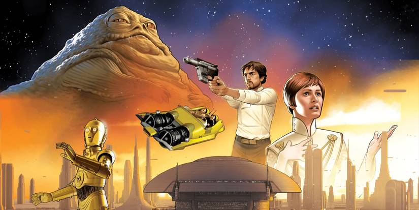 Star Wars Unlimited Secrets of Power key art featuring Jabba, Cassian Andor, and Mon Mothma