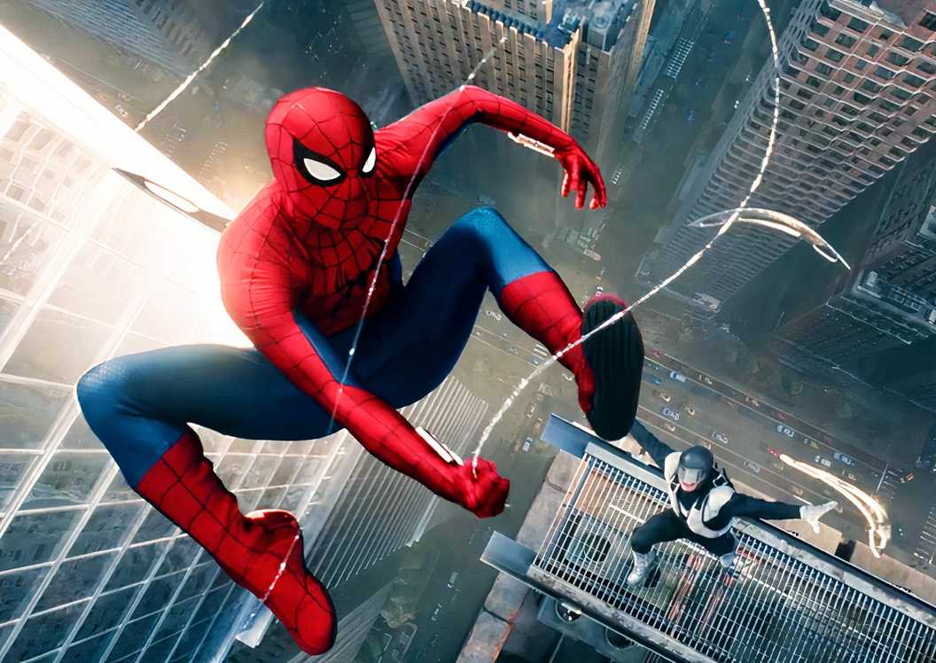 Spider-Man swinging through the city in Brand New Day