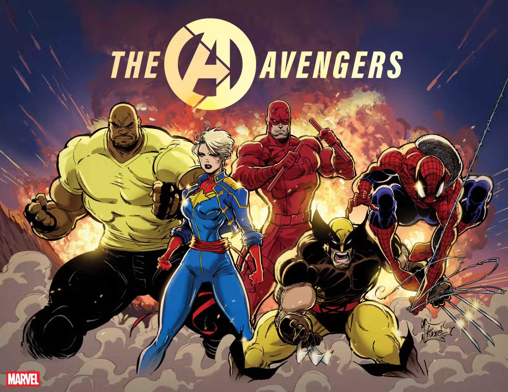splash image showing the new avengers roster