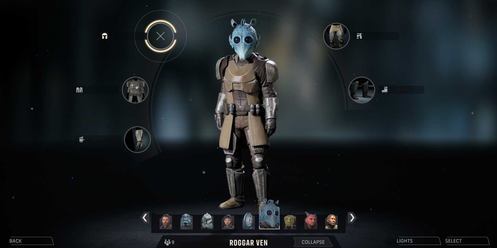 The customization screen for Roggar Ven in Star Wars Zero Company.