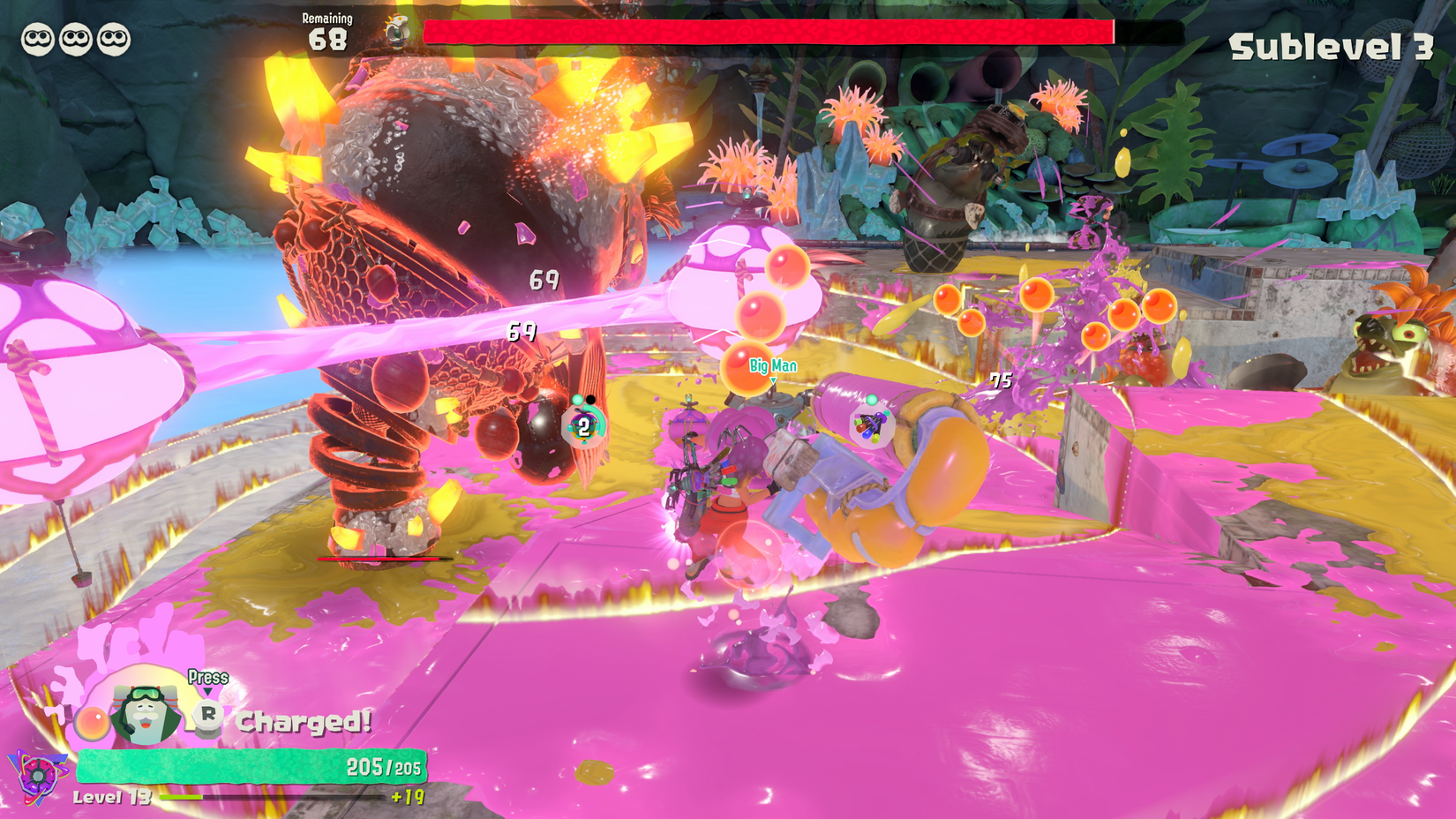 Splatoon Raiders mechanic battles large salmonid