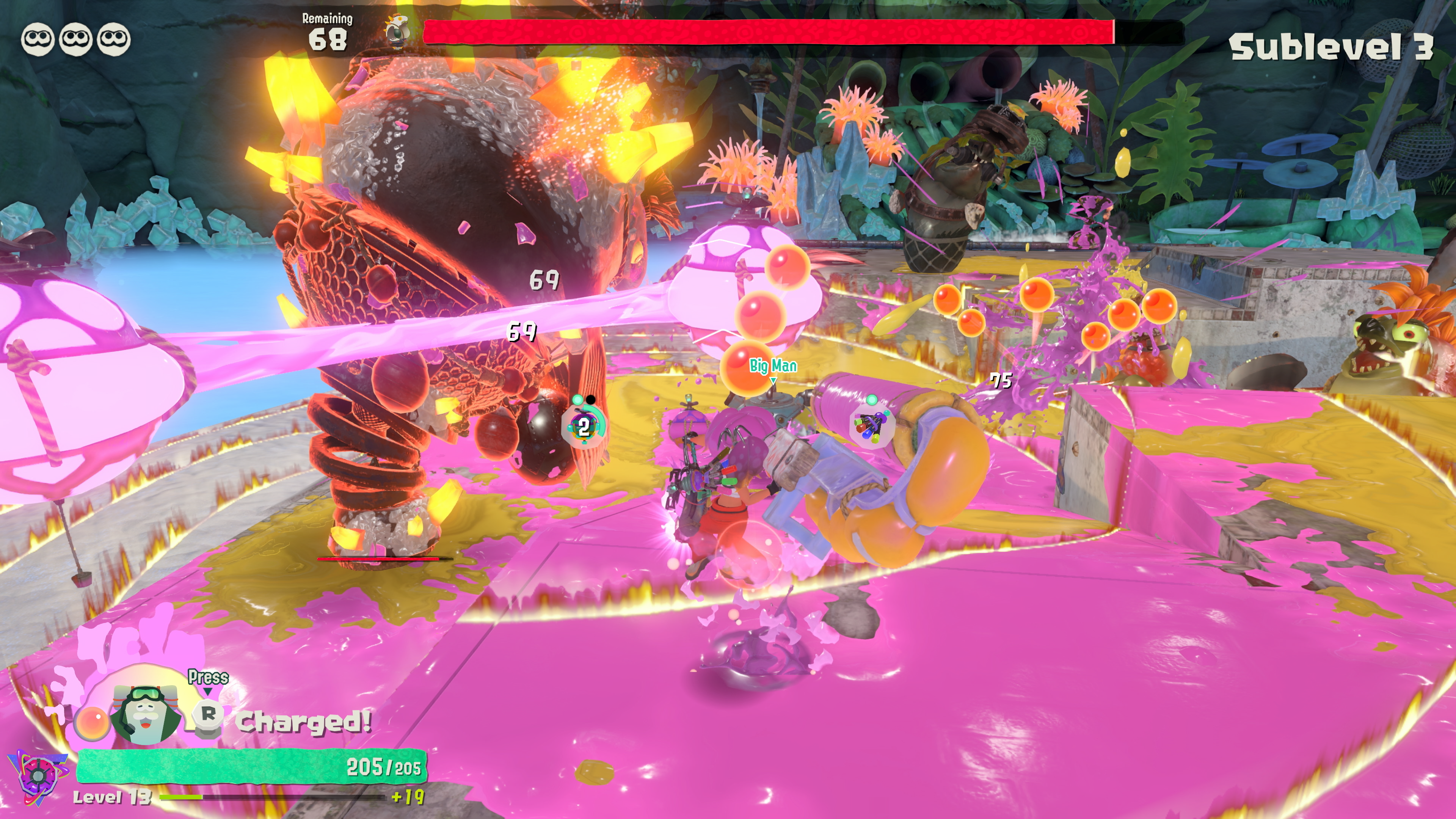 Splatoon Raiders mechanic battles large salmonid