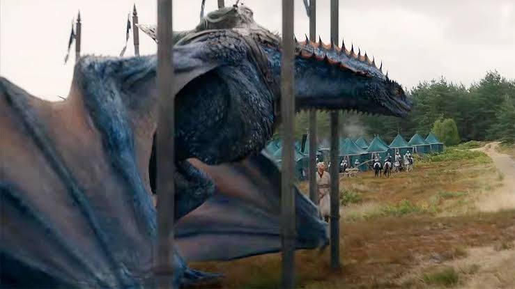 Tessarion in a pen in House of the Dragon season 3, episode 1.