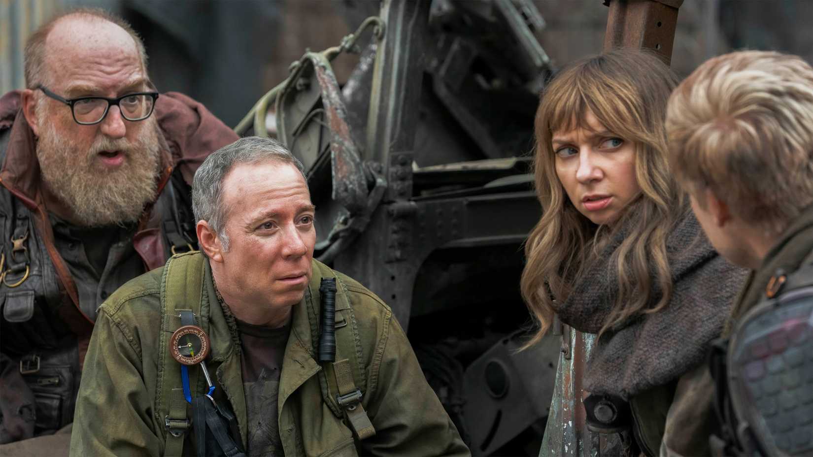 The cast of Stuart Fails to Save the Universe in a still, as Stuart looks afaird