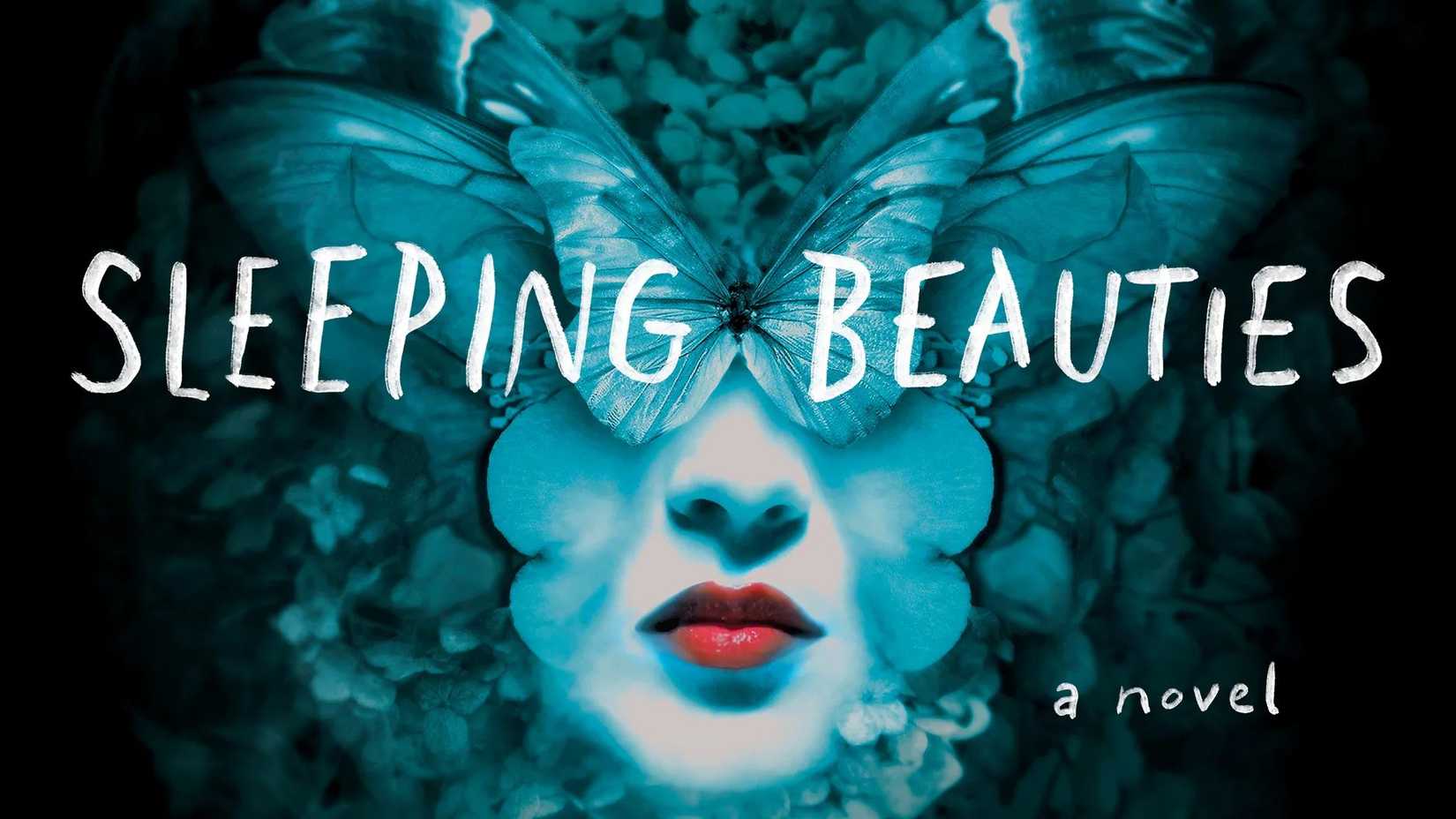 The cover of Sleeping Beauties with a woman's face covered by a butterfly.