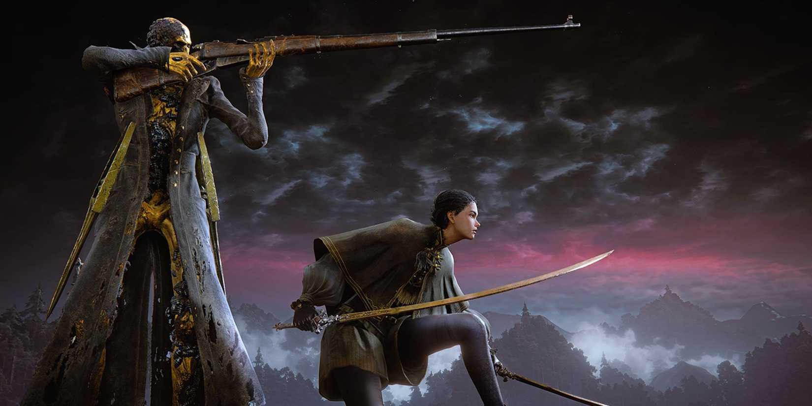 The Duskbloods rifle and bladed characters promo image