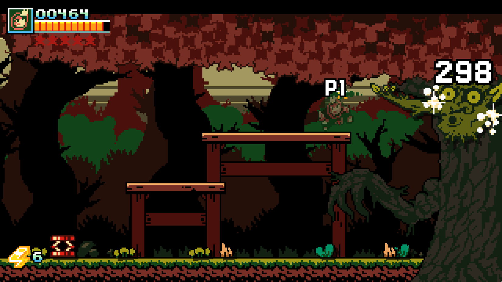 The first level tree boss takes 298 damage from Pigeon in Dark Scrolls