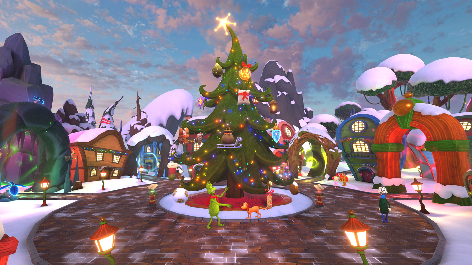 The Grinch 2 screenshot of the Grinch and Max around the Christmas tree