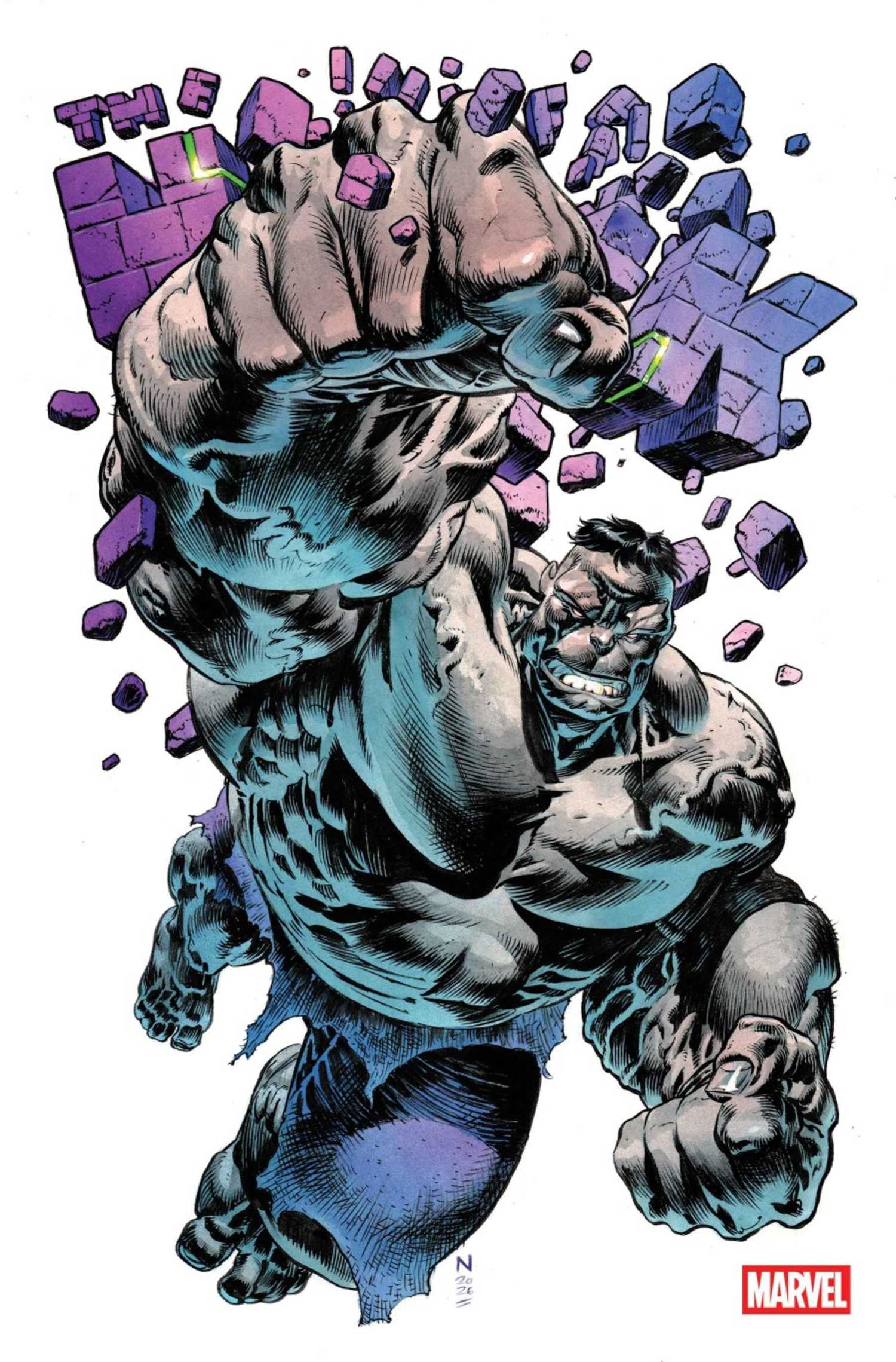 The Infernal Hulk #10 cover showing grey hulk punching the logo
