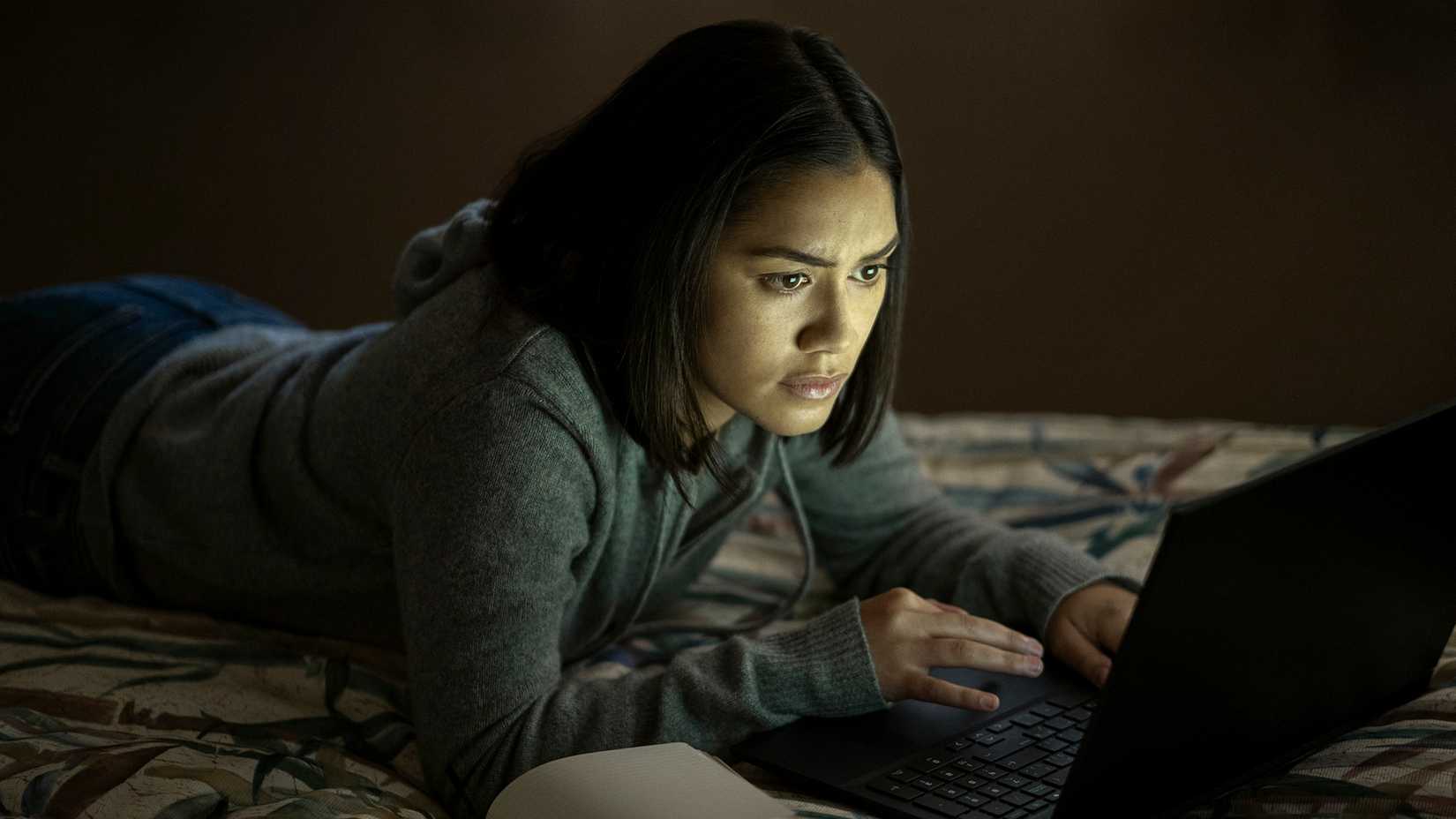 Rose Buchanan on her computer in The Night Agent