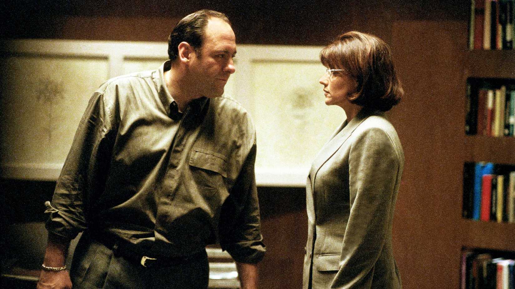 The Sopranos shows two characters in a dimly lit room