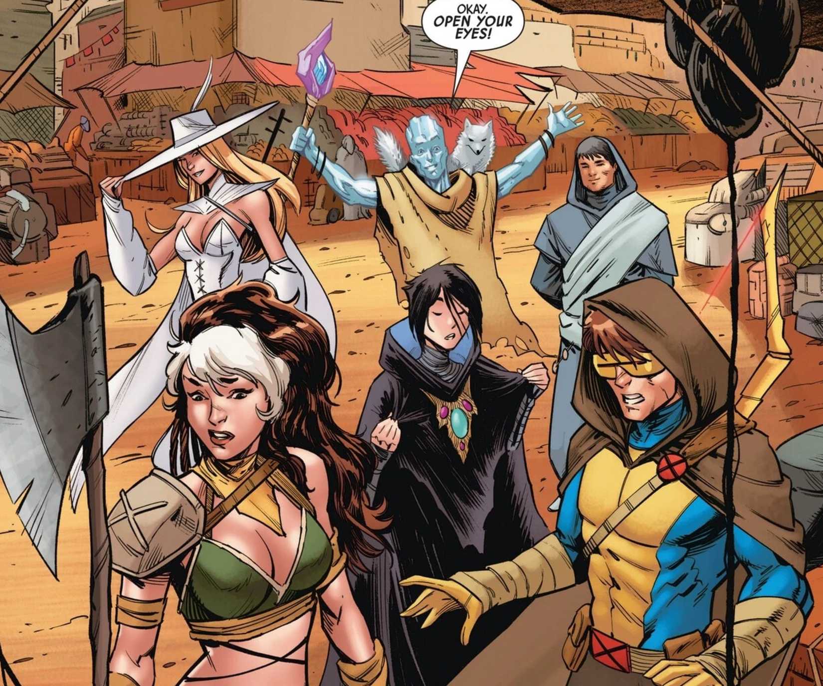 the x-men wearing new fantasy costumes after isekai redesign