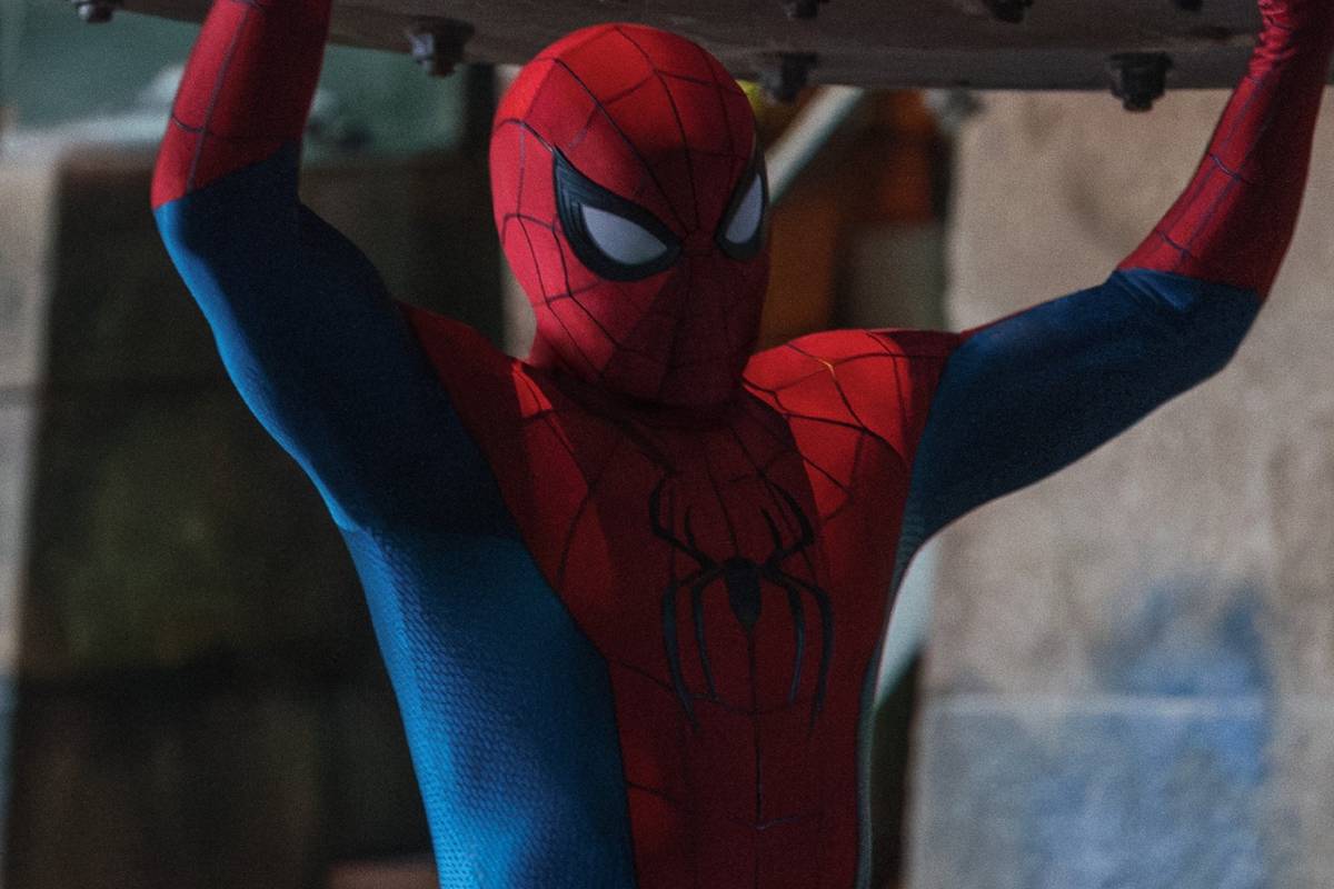Spider-Man facing off against a group of mercenary villains in a city street