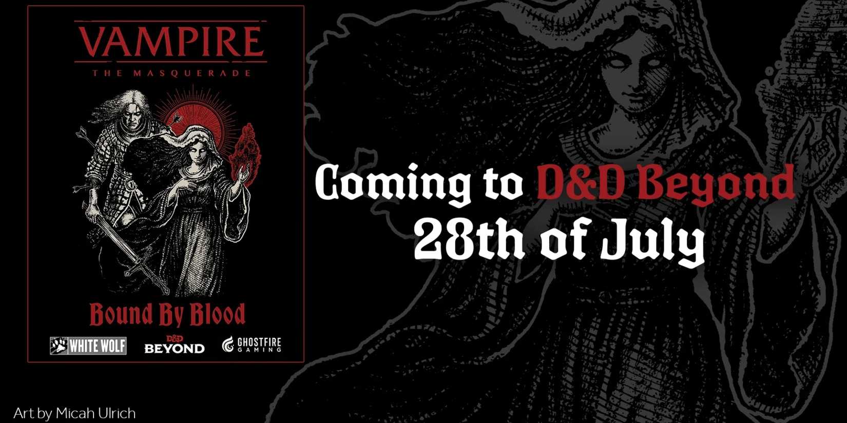 Art shows that Vampire The Masquerade Bound by Blood arrives on July 28 on D&D Beyond.