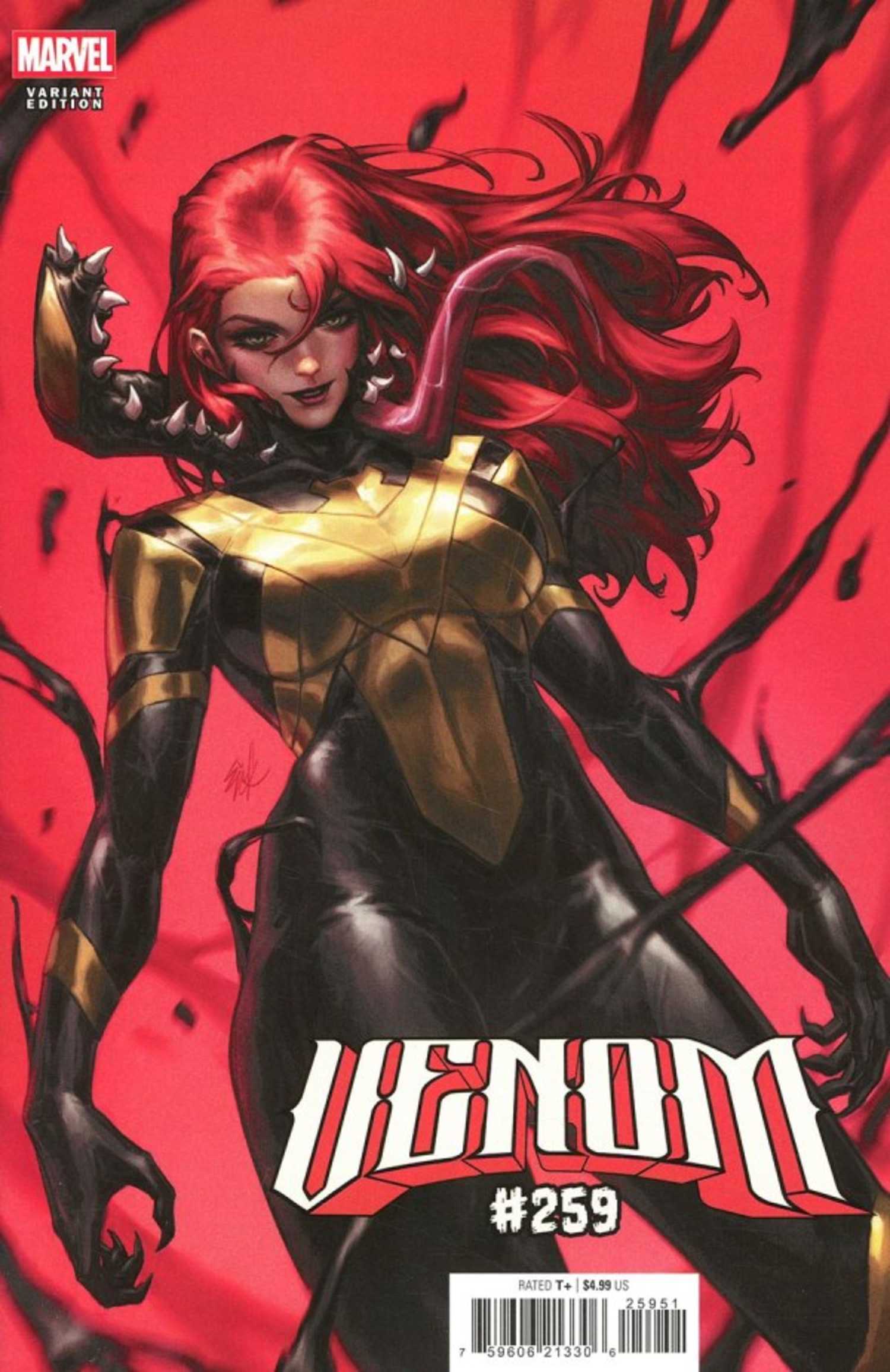 Venom #259 variant cover, Mary Jane in her upgraded Venom suit