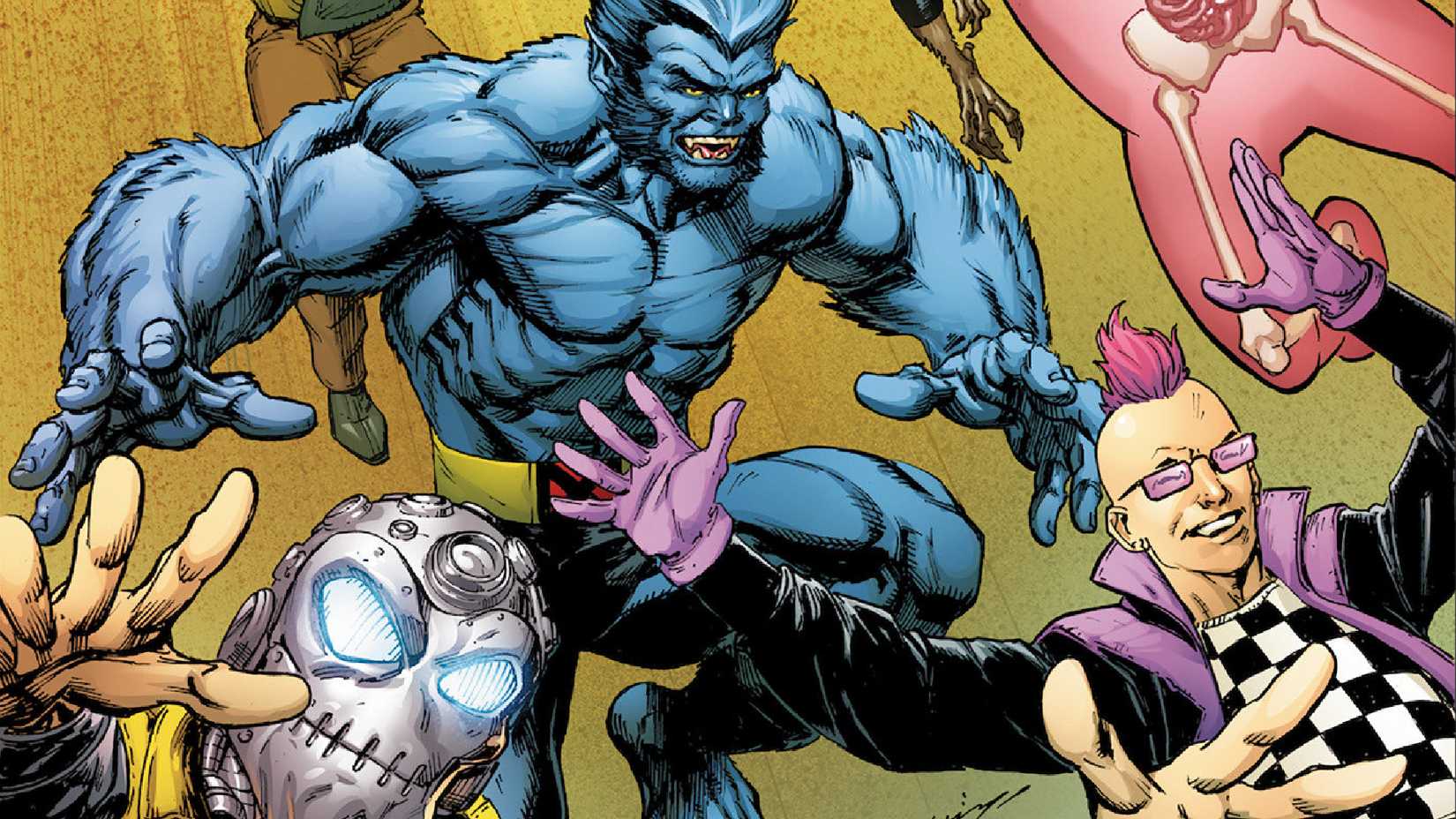 x-men science team members leaping into view