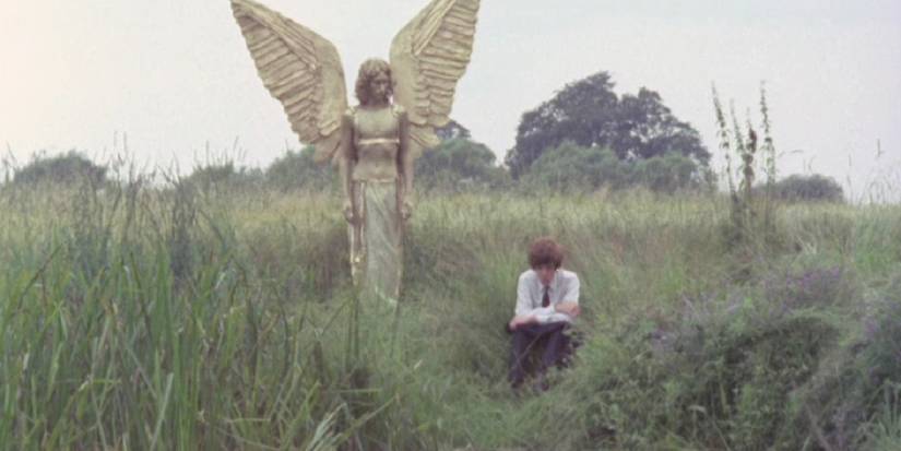 A boy and a golden angel in Penda's Fen