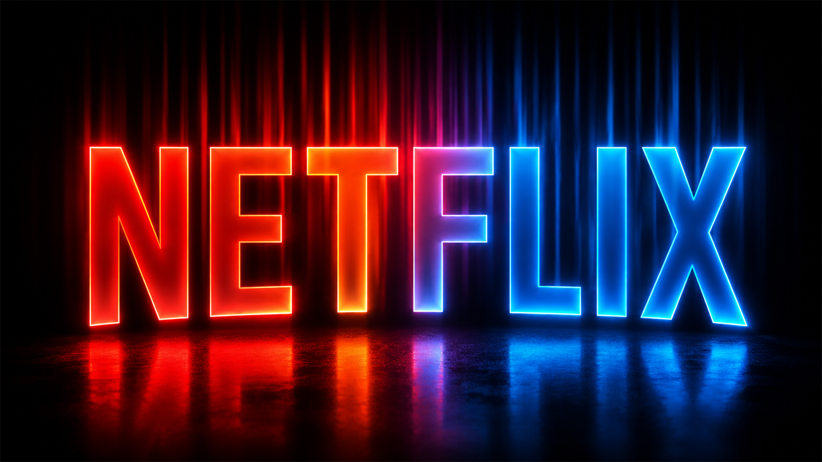 A bright red and blue Netflix logo