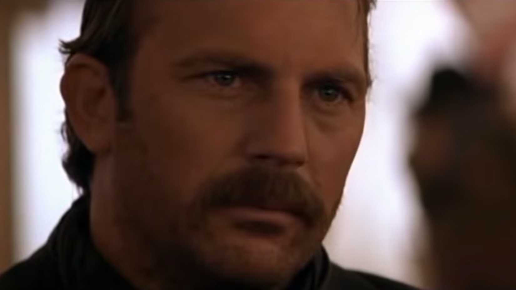 A closeup of kevin costner as wyatt earp in wyatt earp