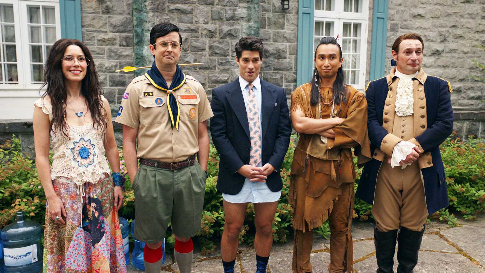 A group of Ghosts in season 5, episode 2, all smiling
