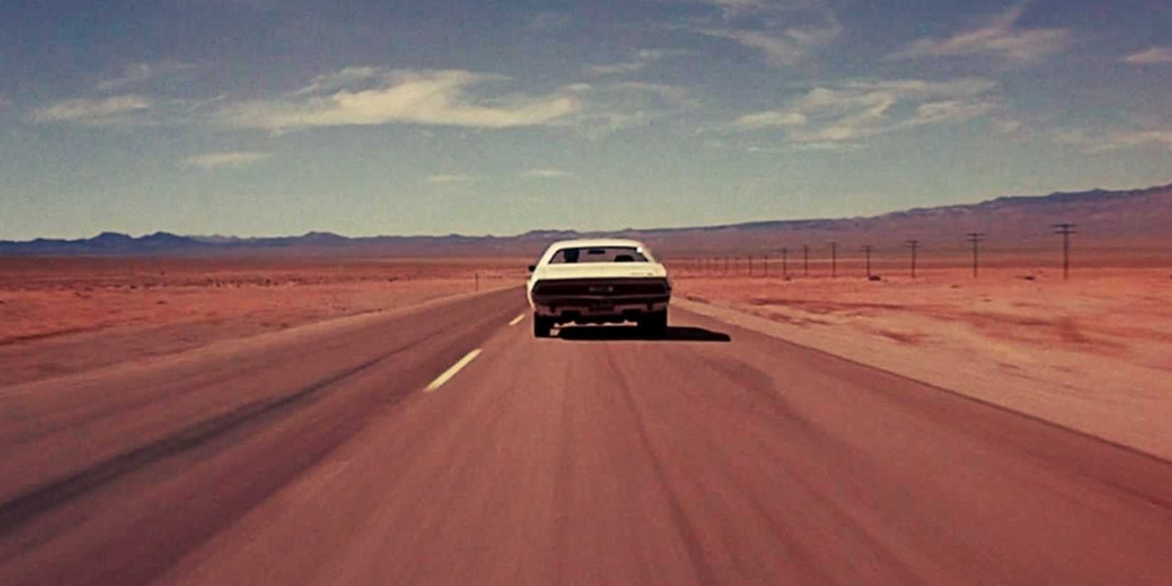 A muscle car in the desert in Vanishing Point