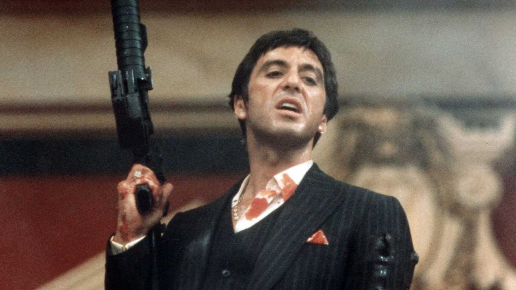 Al Pacino as Tony Montana with a gun in Scarface