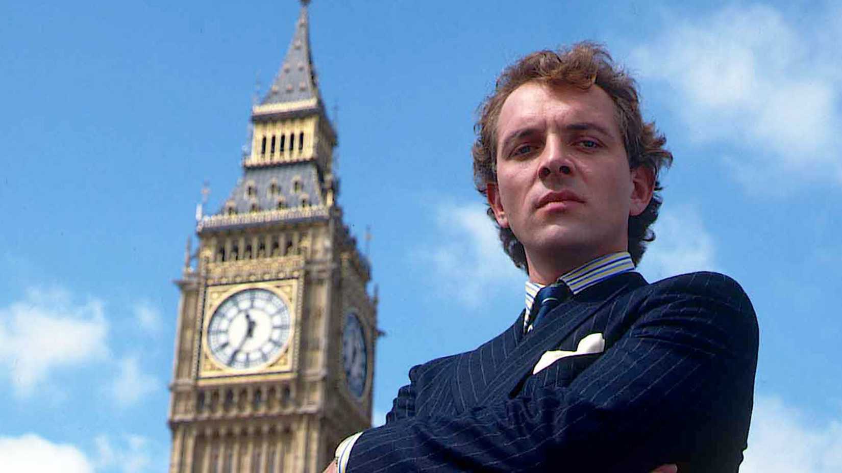 Alan B'stard outside Big Ben In The New Statesman