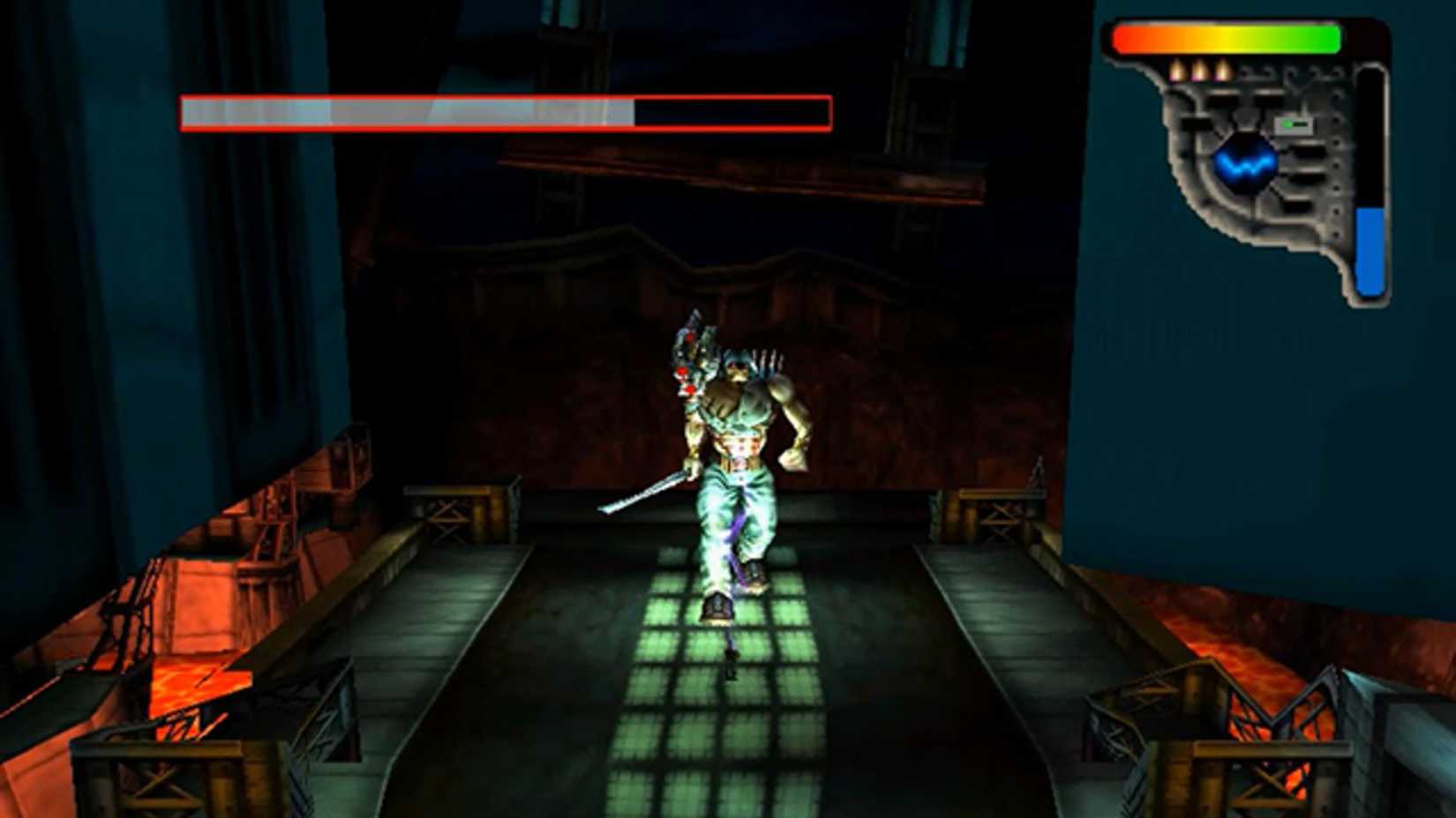 A monster walking down a corridor in Apocalypse (PS1)