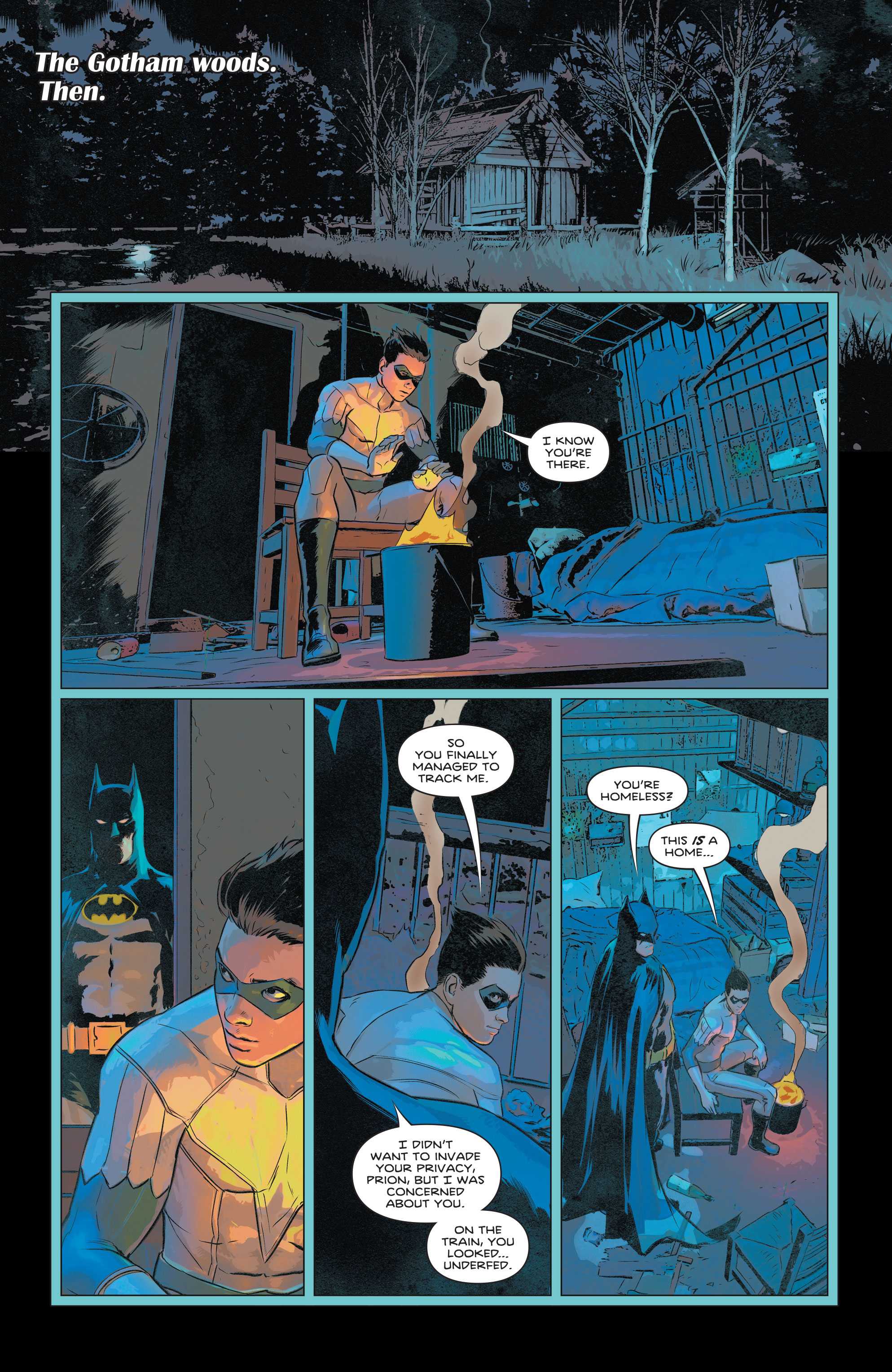 Batman arrives to talk with Prion in Detective Comics #1111