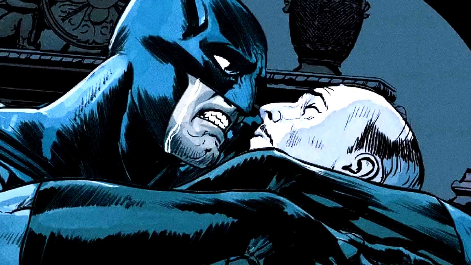 Batman embraces a dead Alfred Pennyworth