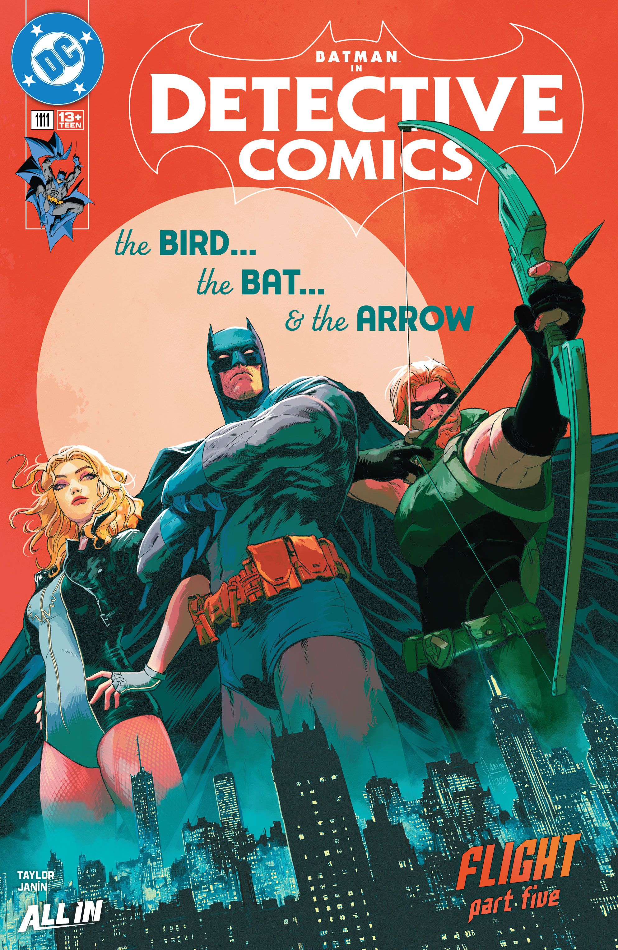 Batman, Green Arrow, and Black Canary stand together in Detective Comics #1111