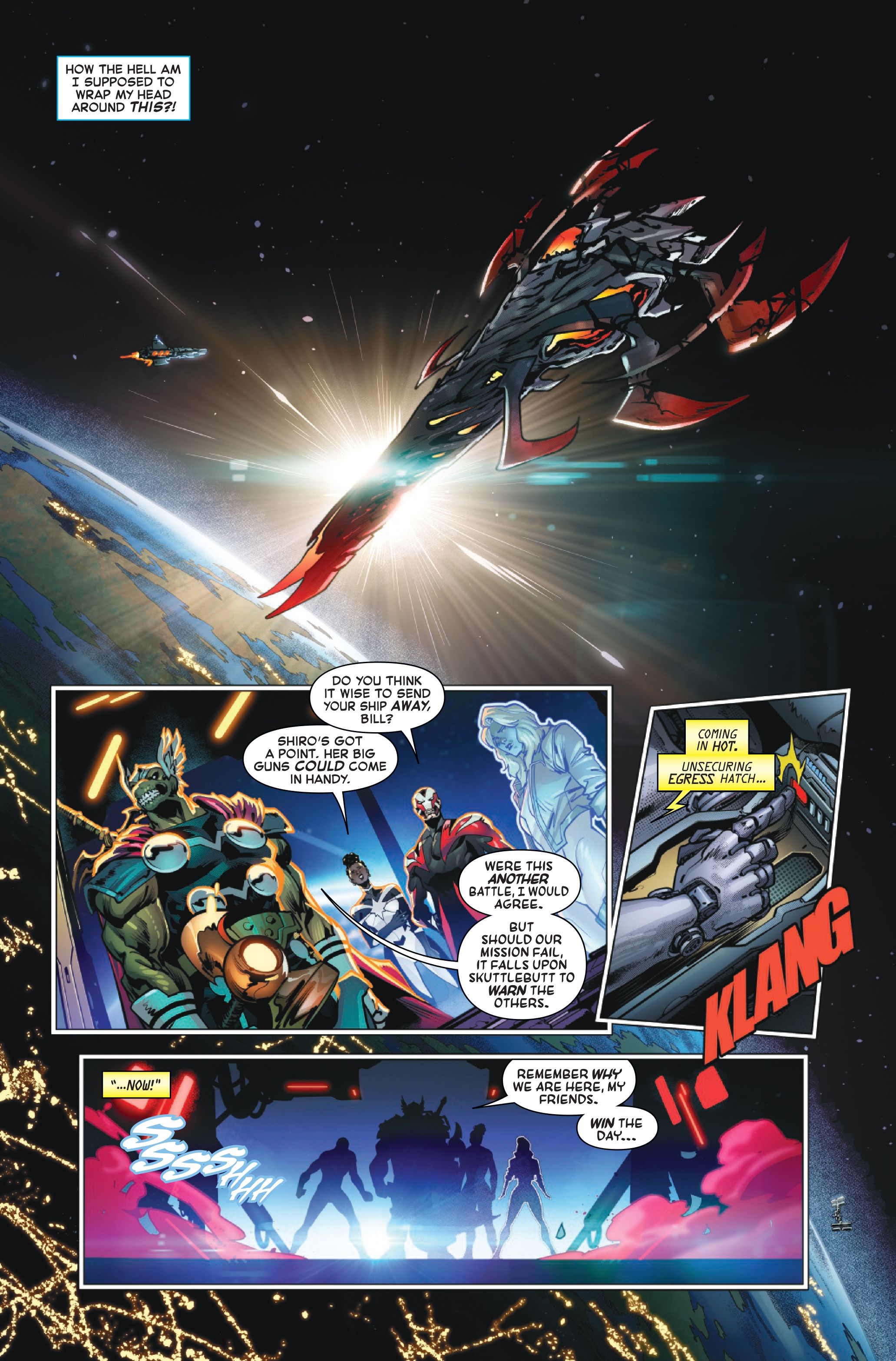 Beta Ray Bill's team travels in The Defenders of Light and Dark #1